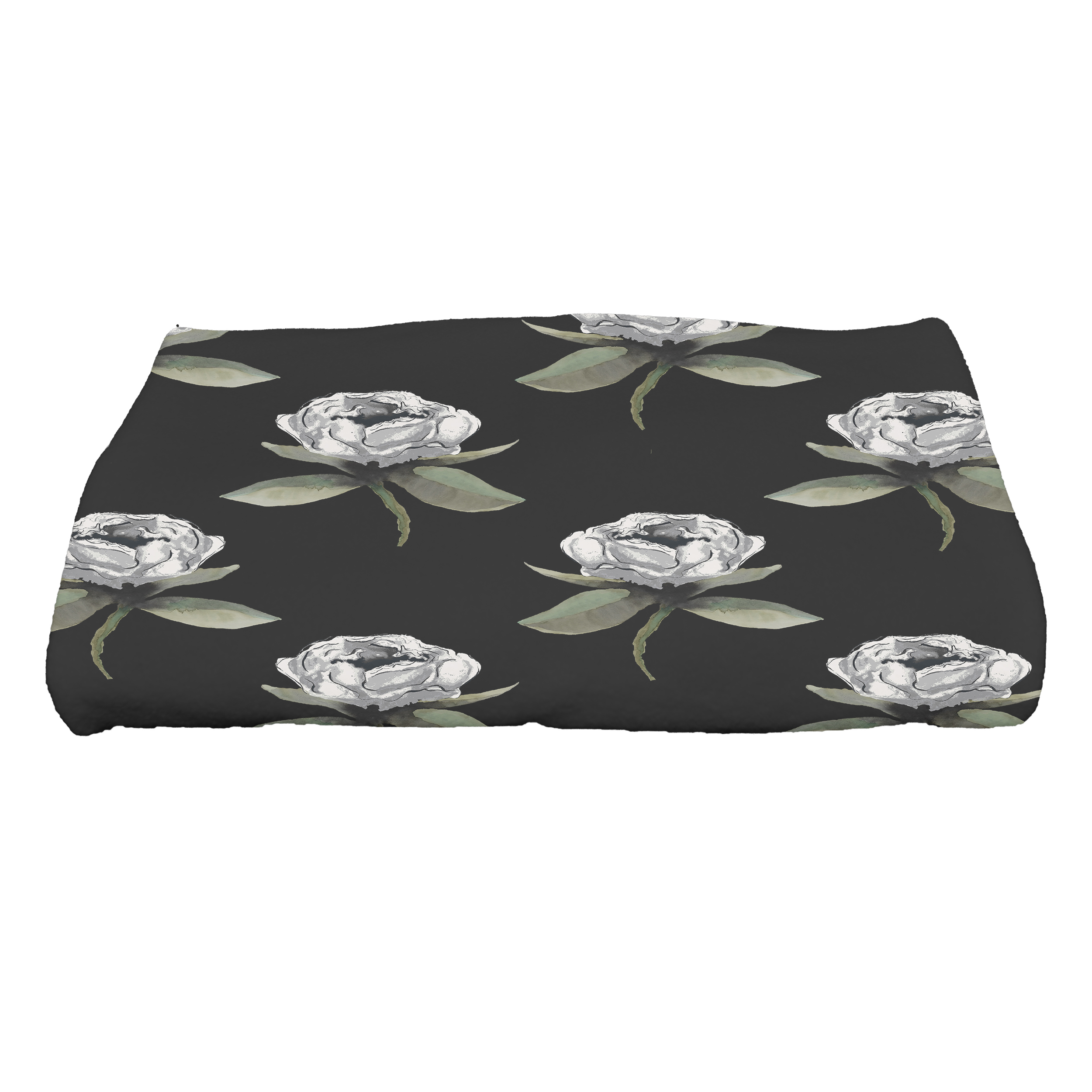 Floral Bunch 28 x 58 Black Floral Bath Towel