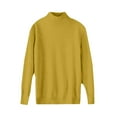 thumbnail image 5 of Women's 100% Merino Wool 2024 Fall Winter First-Line Ready to Wear Long Sleeve Seamless Knit Mock Neck Sweater Yellow XL, 5 of 5