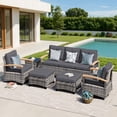 thumbnail image 2 of MEISSALIVVE 6 Pieces Patio Furniture Sets,Wicker Patio Conversation Sets with 2 Wood Armrests Swivel Glide Chairs, 2 Ottomans for Deck Yard and Poolside (Gray), 2 of 9