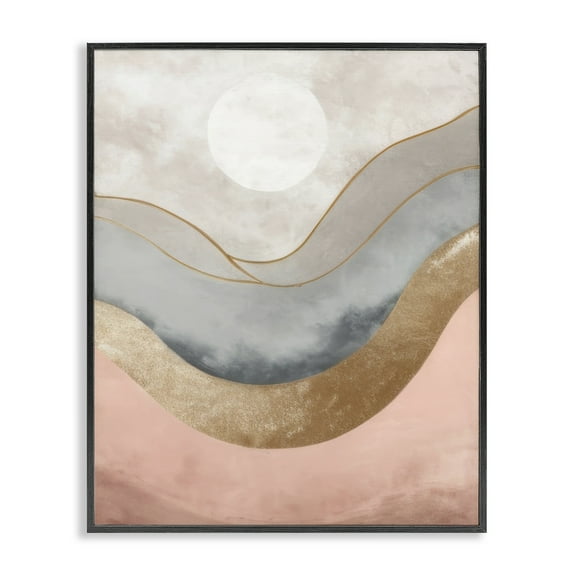 Stupell Industries Lunar Curves Landscape Abstract Painting Black Framed Art Print Wall Art, 11 x 14