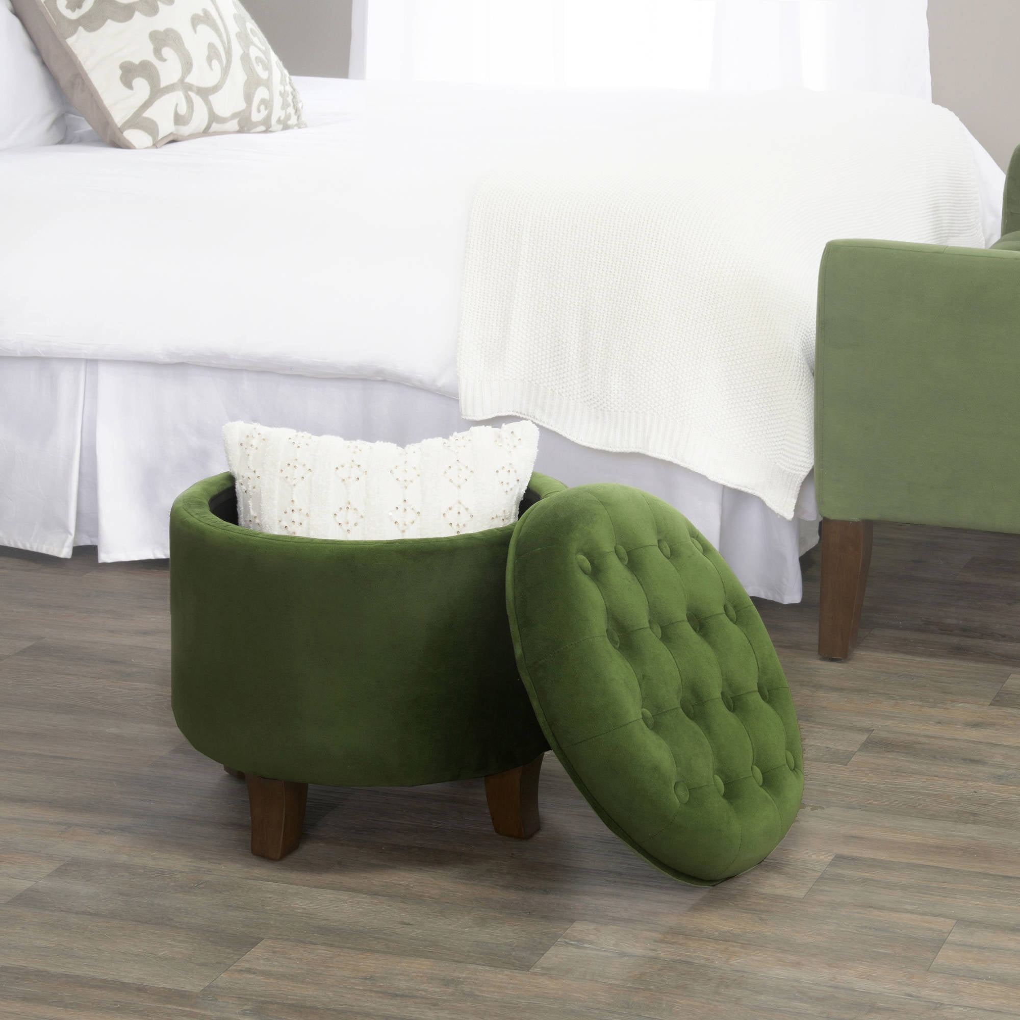 HomePop Tufted Round Ottoman with Storage, Multiple Colors