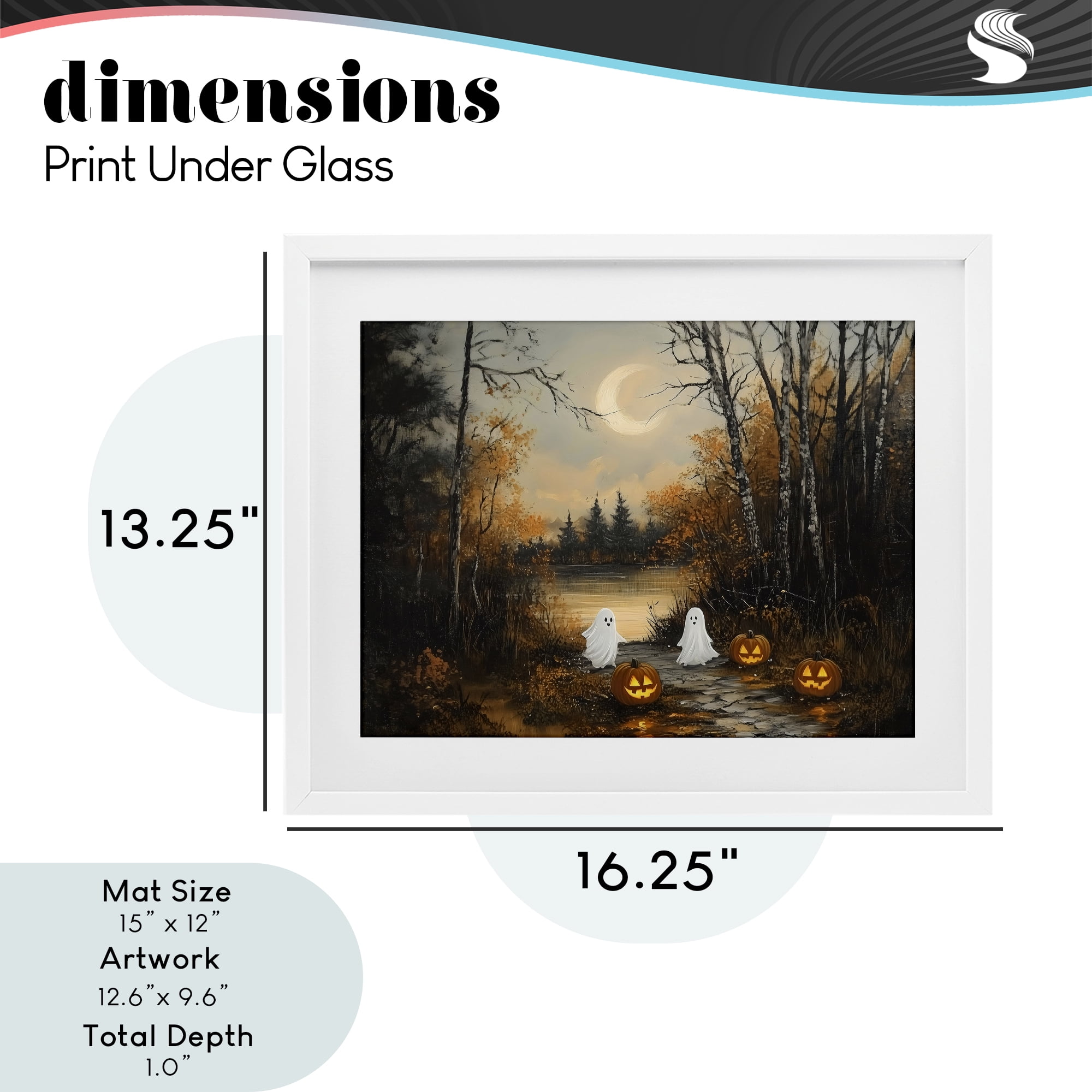 Autumn Ghosts at Lake White Framed Print Under Glass, design by Arlington Prints