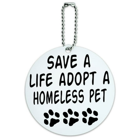 Save a Life Adopt a Homeless Pet Dog Cat Adoption Round ID Card Luggage
