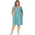 thumbnail image 3 of DARING DIVA Women's Plus Size V Neck Star Moon Pattern Nightgown 3X Blue Green, 3 of 6