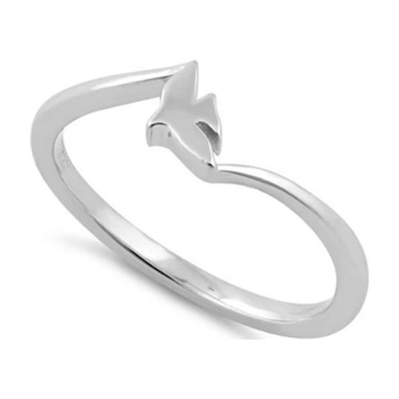 925 Sterling Silver Platinum Plated Dove Women Valentines Day Gifts Ring
