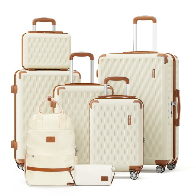 Melalenia - 7 Ensembles de Bagages ABS Rigides à Roulettes Pivotantes - avec Roues Pivotantes et Cadenas TSA