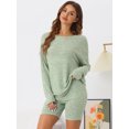 thumbnail image 2 of DARING DIVA Women's 2 Pcs Biker Shorts Lounge Sets Ribbed Knit Outfits Green S, 2 of 6