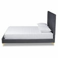 thumbnail image 2 of Baxton Studio Fabrico Blue Velvet Fabric and Gold Metal Full Size Platform Bed, 2 of 7