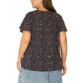 thumbnail image 4 of Unique Bargains Women's Plus Ruffle Short Sleeve Keyhole Chiffon Blouse Top Navy 2X, 4 of 8