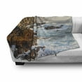 thumbnail image 3 of Big Sur Soft Flannel Fleece Throw Blanket, Panorama Photo of California Sunrise in Rocky Clift and Waves in Rough Ocean, Cozy Plush for Indoor and Outdoor Use, 60" x 80", Multicolor, by Ambesonne, 3 of 6