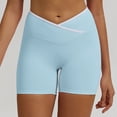 thumbnail image 2 of Biker Shorts for Women Cross Waist Yoga Workout Spandex Shorts Tummy Control Soft Athletic Running Gym Shorts, 2 of 5
