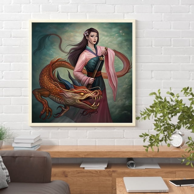 Cuadros Decorativos Kit de pintura por números DIY Mulan Hand Oil Art Picture Craft Home Wall Decor(4) Wdftyju embutido en tela