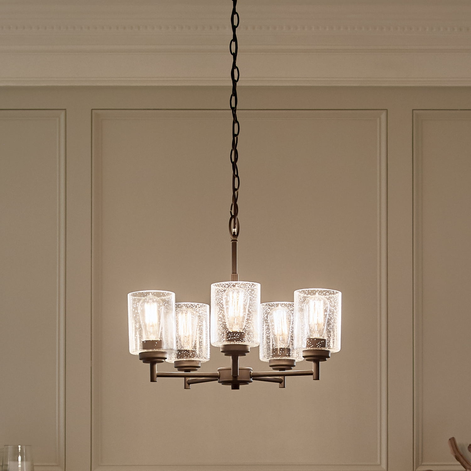 Kichler Winslow 5 Light Olde Bronze Contemporary Chandelier with Clear Seeded Glass