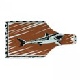thumbnail image 1 of Shark Cutting Board, Killer Sea Creature Swimming in the Ocean in Grunge Graphic, Decorative Tempered Glass Cutting and Serving Board, Wine Bottle Shape, Black White Burnt Sienna, by Ambesonne, 1 of 1