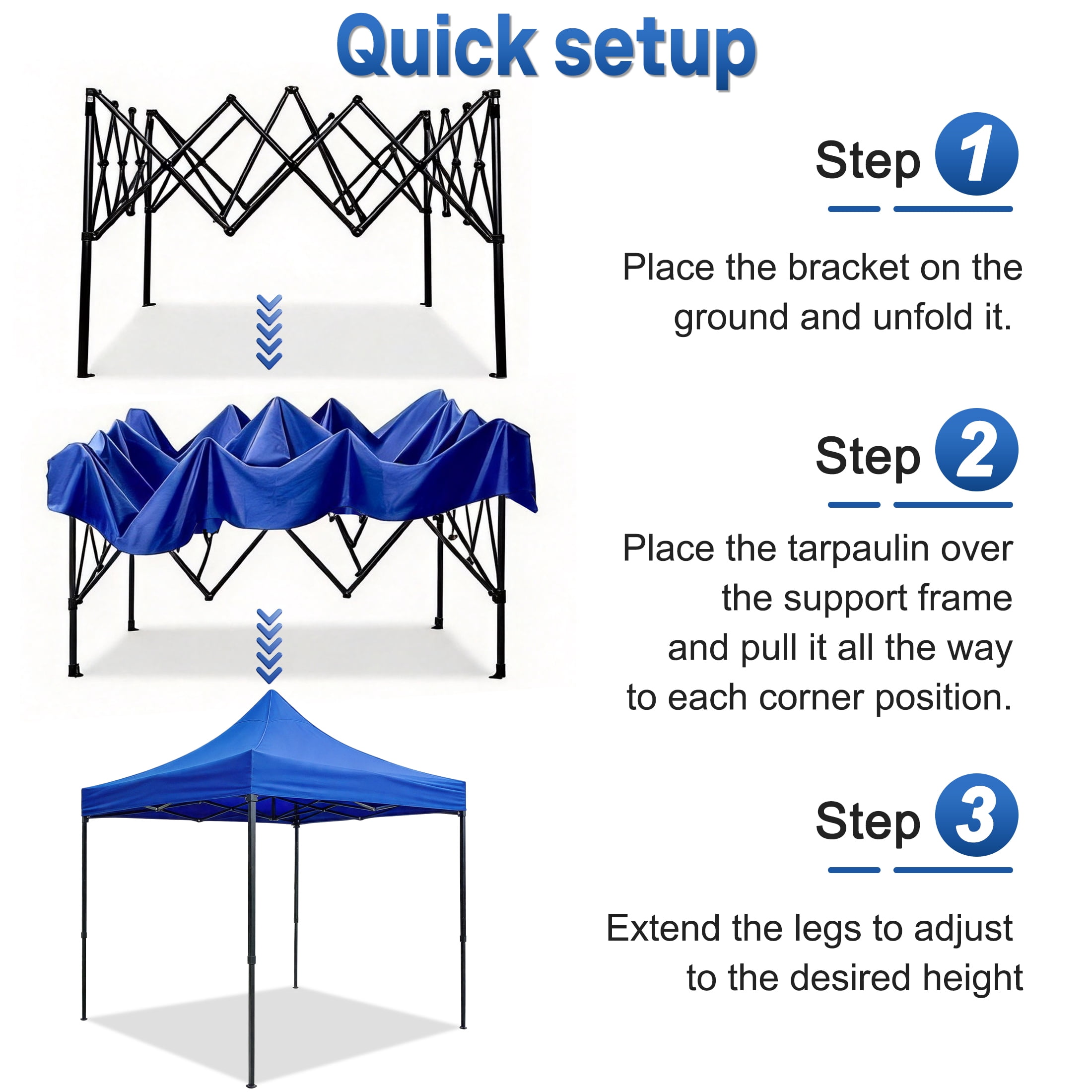 10x10 FT Pop Up Canopy Tent, Easy Setup Canopy Tent for Outside, Portable Outdoor Tent Canopy, Suit for Camping, Events, Parties, Garden, Beach