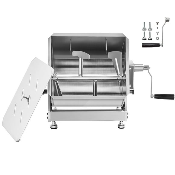 KFFKFF Manual Meat Mixer, 60L Tilt Tank Meat Processing Equipment(Mixing Max 60LBS for Meat), Stainless Steel Meat Mixer, Sausage Mixer Machine with Lid Handle Gear Reducer