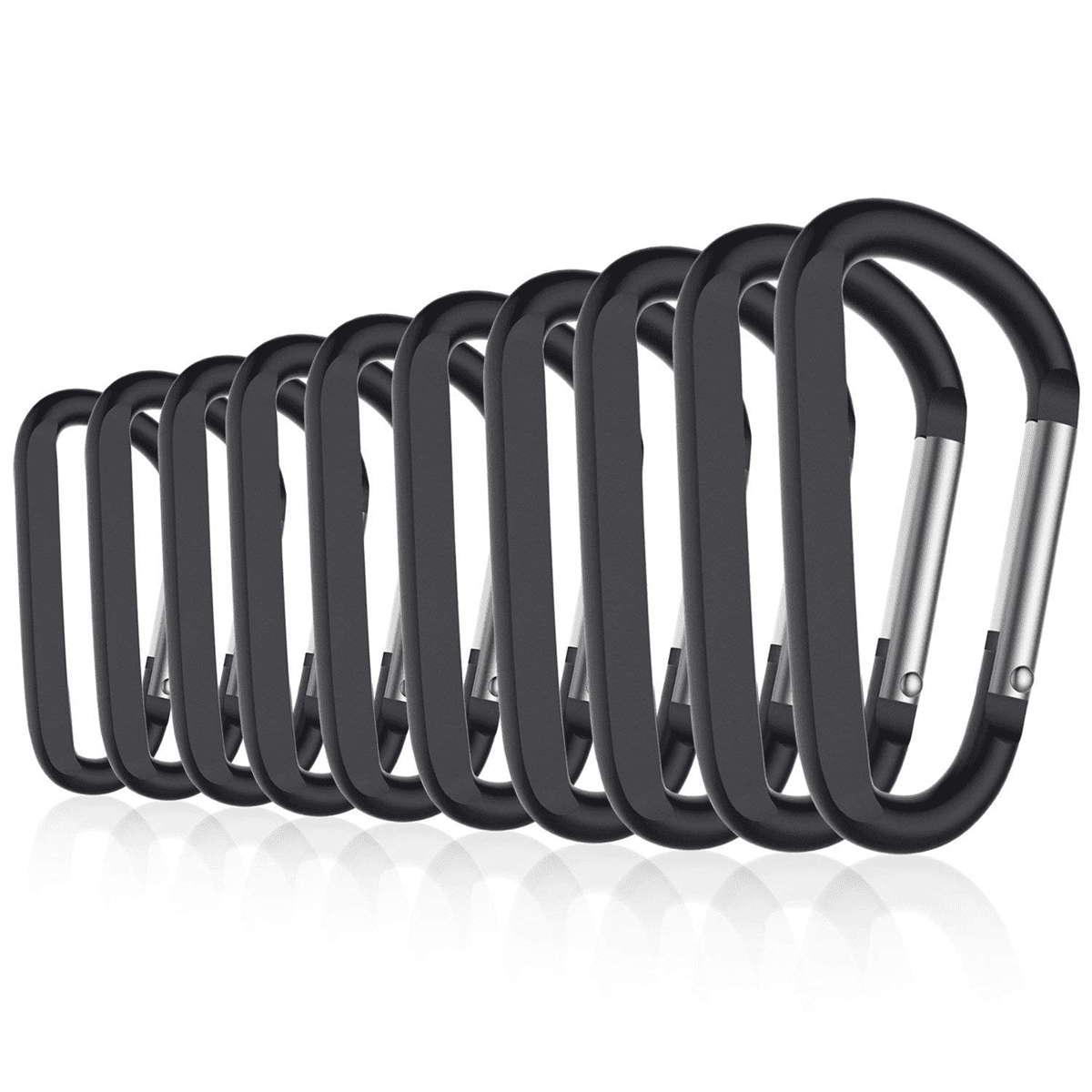 50PCS 3inch/8CM Aluminum Carabiner Clips,Premium D-Ring Caribeaner with Keyring for Home RV Camping Fishing