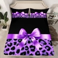 thumbnail image 2 of Homewish Cartoon Ribbon Bowknot 4 Pieces Queen Sheet Sets For Children Teens Girls,Abstract Cheetah Print Ultra Soft Flat Sheet,Dreamy Princess Queen Fitted Sheet,Microfiber Bedroom Decor, 2 of 7
