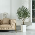 thumbnail image 5 of DR.Planzen UV Resistant 5ft Artificial Olive Tree in White Large Planter with Pebbles– Faux Olive Tree for Indoor and Outdoor Decor, Lifelike Greenery for Home & Garden Decor, 5 of 9
