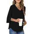 thumbnail image 3 of UVN Womens Blouses 3/4 Sleeve V Neck Summer Shirts for Women Chiffon Dressy Casual Tunic Tops, 3 of 9
