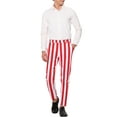 thumbnail image 2 of INSPIRE CHIC Men's Striped Pants Skinny Fit Color Block Dress Trousers 32 Red White, 2 of 5
