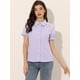 thumbnail image 3 of Blusa de algodón Allegra K volantes cuello vuelto mujer Morado Claro XL, 3 of 6