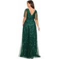 thumbnail image 6 of AURA Women's Plus Size Sequin Embroidered Formal Evening Gown V-Neck Sheer Short Sleeve A-Line Mother of Biride Dress, 6 of 7
