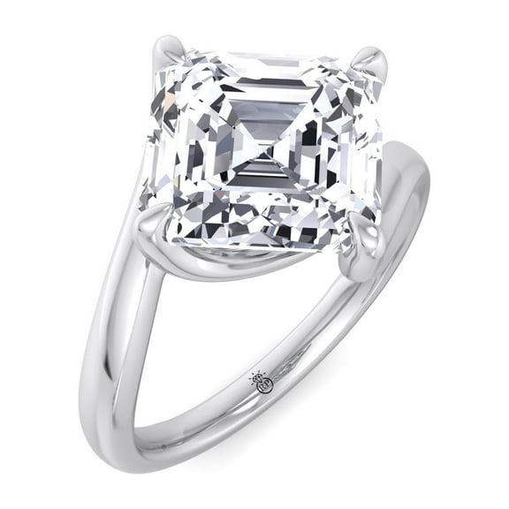 Marana - Moissanite Asscher Cut Lab Diamond Twisted Band Solitaire Engagement Ring