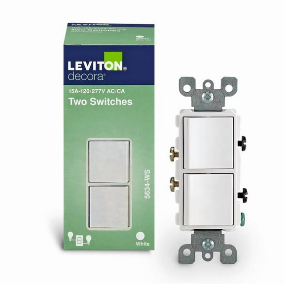 Decora 15 Amp Single Pole Dual Switch, White