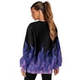 thumbnail image 2 of HELLHERO Flame Print Women Pullover Top Long Sleeve, Comfortable Oversized Crewneck Sweater Fall Winter Sweatshirt 2025 Size S, 2 of 7