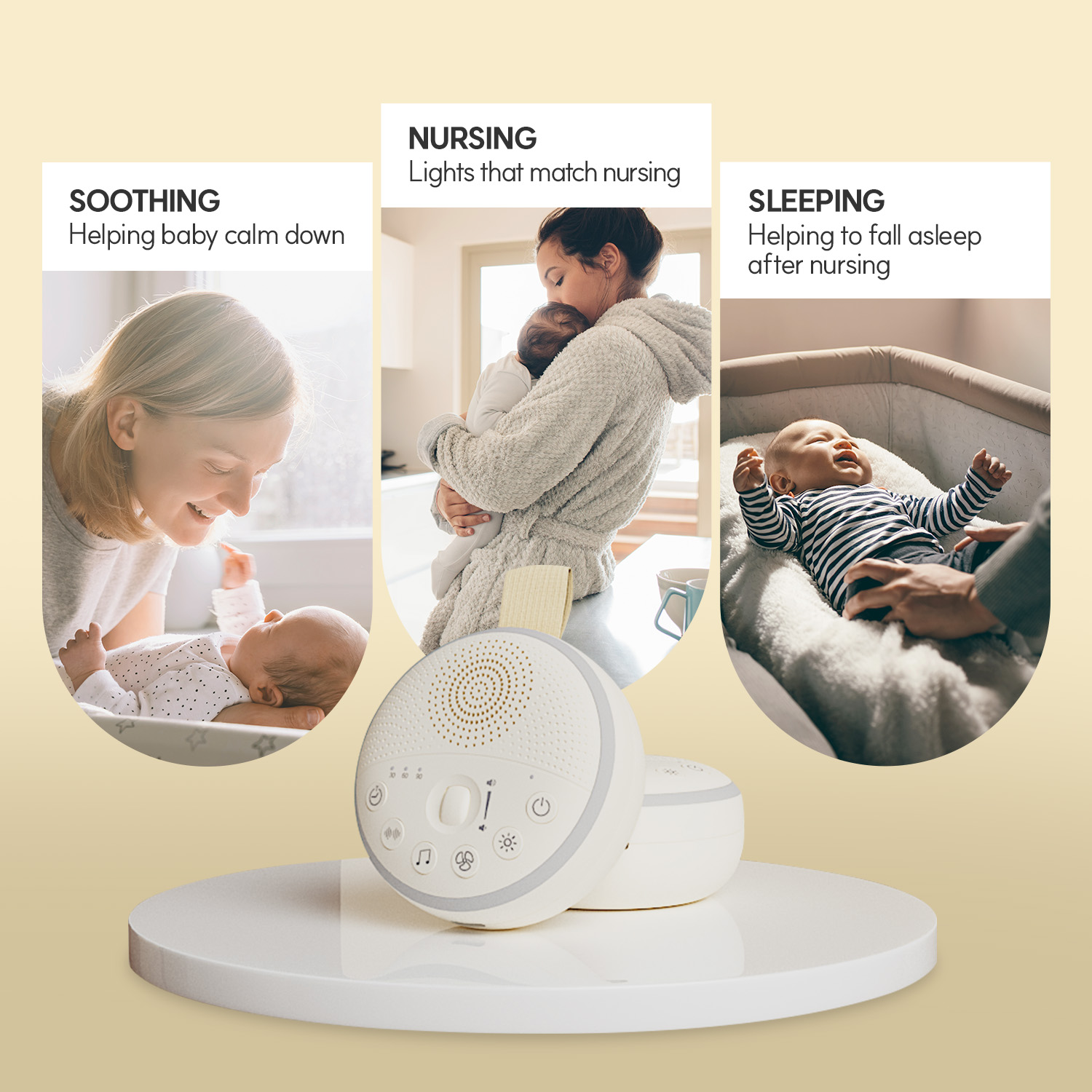 HuBDIC White Noise Machine, Portable Sound Machine with 21 Soothing Sleep Sounds, Long-Lasting Battery, Gentle LED Mood Light, Travel-Friendly Sleep Aid for Newborns, Children