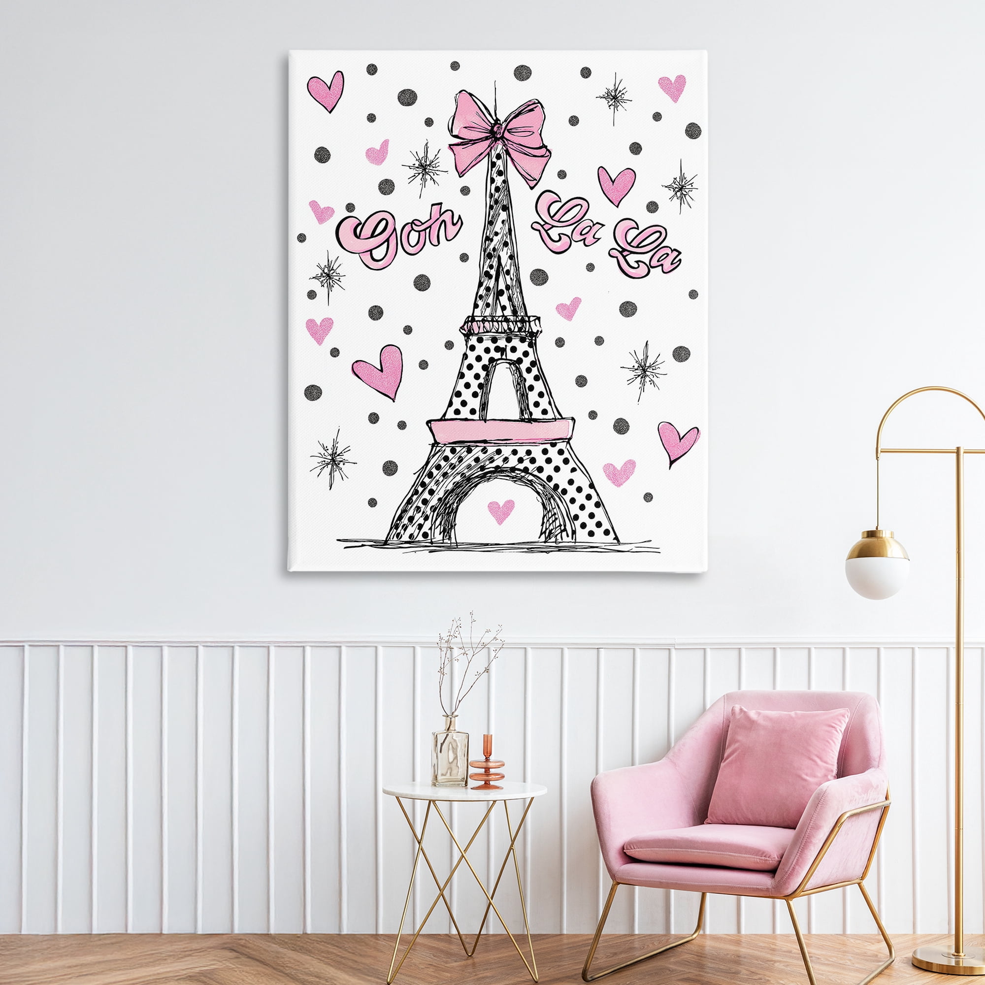 Stupell Industries Ooh La La Polka Dots Eiffel Canvas Wall Art, design by Jess Stempel