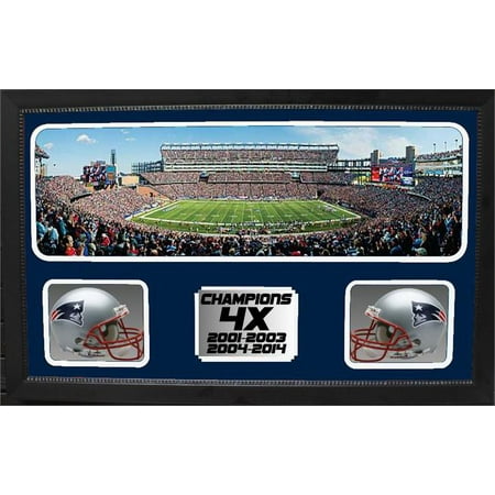 Double Mini Helmet Panoramic Shadowbox - Super Bowl XLIX Champions New England Patriots