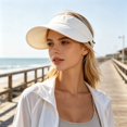 thumbnail image 4 of Sun Protective Outdoor Ladies Hat With Thin Brim Beach Sunshade Visor for Face Loop Hair Tie Hole Adjustable Summer Travel Cap, 4 of 7