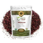 Organic Way Dried Hibiscus Flower Cut & Sifted (Hibiscus rosa-sinensis) | Herbal Tea - Organic & Kosher Certified | Raw, Vegan, Non GMO & Gluten Free | USDA Certified | Origin - India (1LBS / 16Oz)