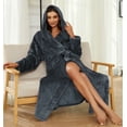 thumbnail image 4 of U2SKIIN Womens Fleece Hooded Robe, Full Length Soft Thick Plush Bathrobe,(Dark Grey,L-XL), 4 of 5