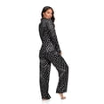 thumbnail image 4 of Women's Lilac+London Long Satin Notch Collar Pajama Top & Pajama Bottoms Set Color: Ivory Pink Size: S LONG, 4 of 4