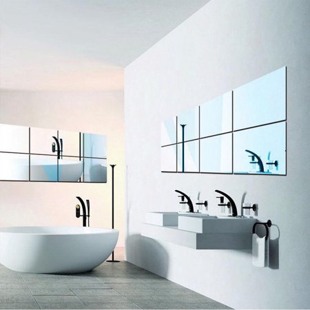 Details about  / Reflective Mirror Stickers Self-adhesive Tile Wall Sticker Bathroom Stick On Art