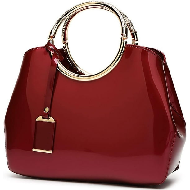 Bolso de mano brillante para mujer, bandolera de cuero de charol, bolso brillante de noche con asa superior, bolso cruzado de fiesta