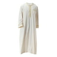 thumbnail image 2 of Vestido camisero informal jinwen caftán Medio Oriente largo cuello redondo duradero beige XXL, 2 of 7