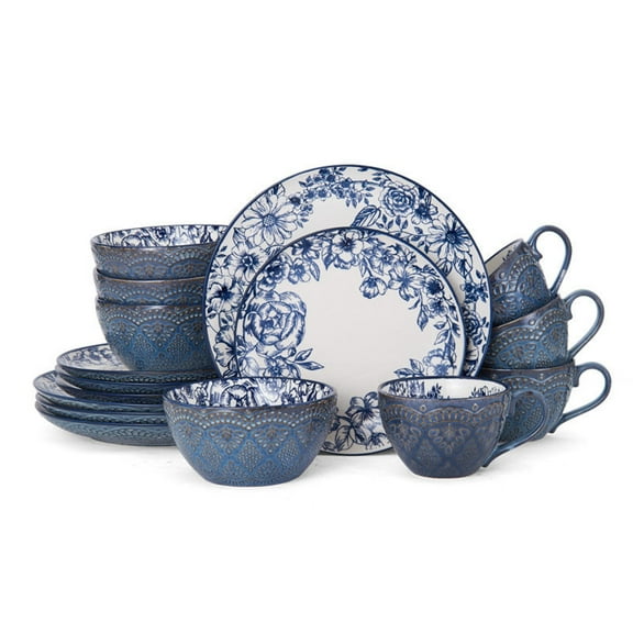 Pfaltzgraff Gabriela Blue Stoneware 16-Piece Dinnerware Set