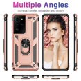 thumbnail image 2 of Samsung Galaxy S21 Ultra 5G Case, Dteck Hybrid Rugged Shockproof Case with 360 Degree Rotation Ring Holder Finger Kickstand for Samsung Galaxy S21 Ultra,Rosegold, 2 of 5