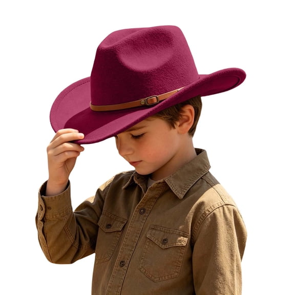 Bobifish Boys Cowboy Hat Vitange Wide Brim Cowboy Hat With Buckle Band Outdoor Hiking Classic Casual Activity Hat