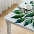 thumbnail image 4 of BANET Vinyl Tablecloth White Background Green Palm Leaf Square Table Cover Wipe Clean White, 4 of 7