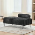 thumbnail image 4 of 49.6 Inch Wide Upholstered Mini Loveseat in Neutral Colour with Metal Legs for Living Room or Bedroom Decor,Charcoal, 4 of 9