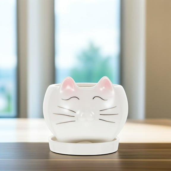 Raindrops  Cat Planter Pots for Plants Cartoon Kitten Flower