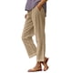 thumbnail image 1 of pantalones casuales de bolsillo recto con cintura elástica suelta de color sólido a la moda para mujer caqui/s, 1 of 6