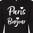 thumbnail image 4 of Inktastic Paris Bonjour with Hearts in White Text Long Sleeve T-Shirt, 4 of 5