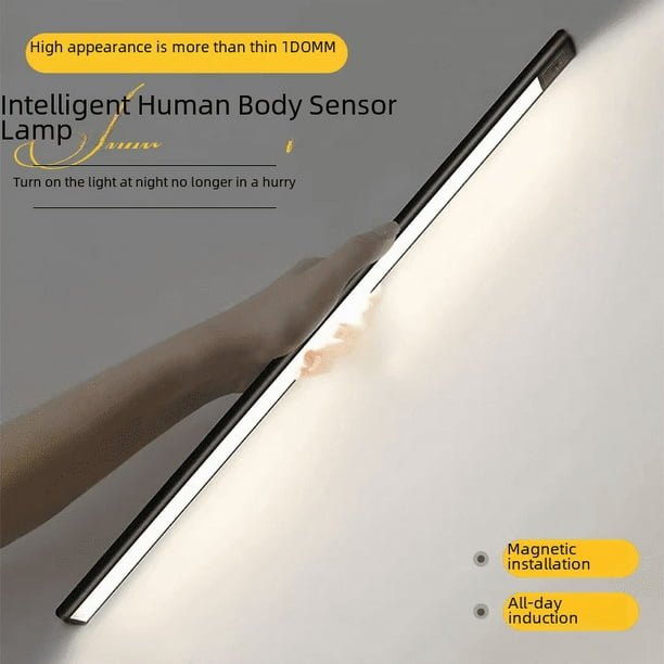 Luz de inducción LED inteligente ultradelgada para dormitorio, luz nocturna de inducción del cuerpo humano con carga, venta al por mayor, tira de luz magnética para armario