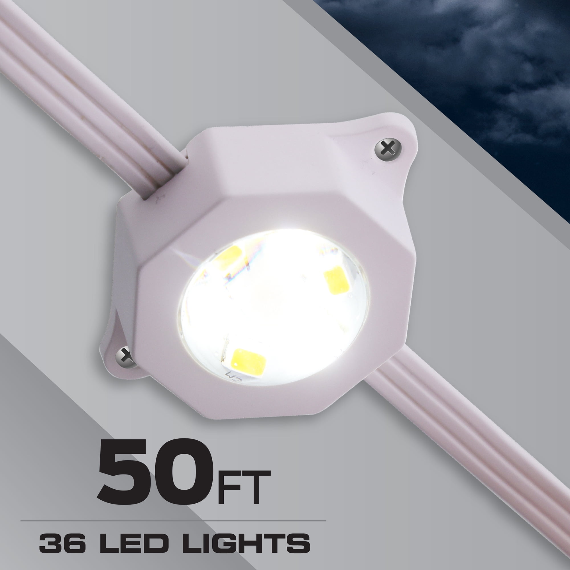 Monster 50 ft Permanent Outdoor Lights Smart, LEDs, Multi-White & Full Color, All-Weather Waterproof, App & Voice Control – Holiday & Year-Round Outdoor String Lighting